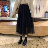 Kawaiifashion Women's Korean Fashion Pure Color Mess Long Skirts 