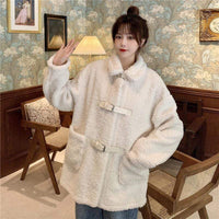 Корейские модные женские зимние пальто с воротником-стойкой Kawaiifashion чистого цвета
