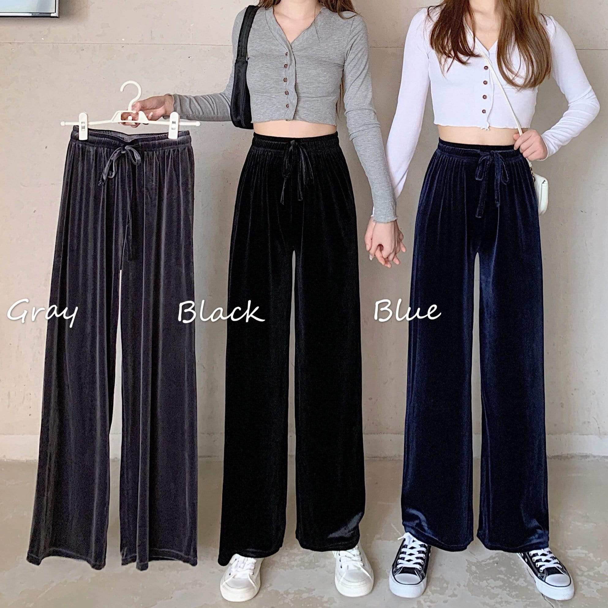 Pantaloni diritti velet di colore puro della moda coreana delle donne di Kawaiifashion