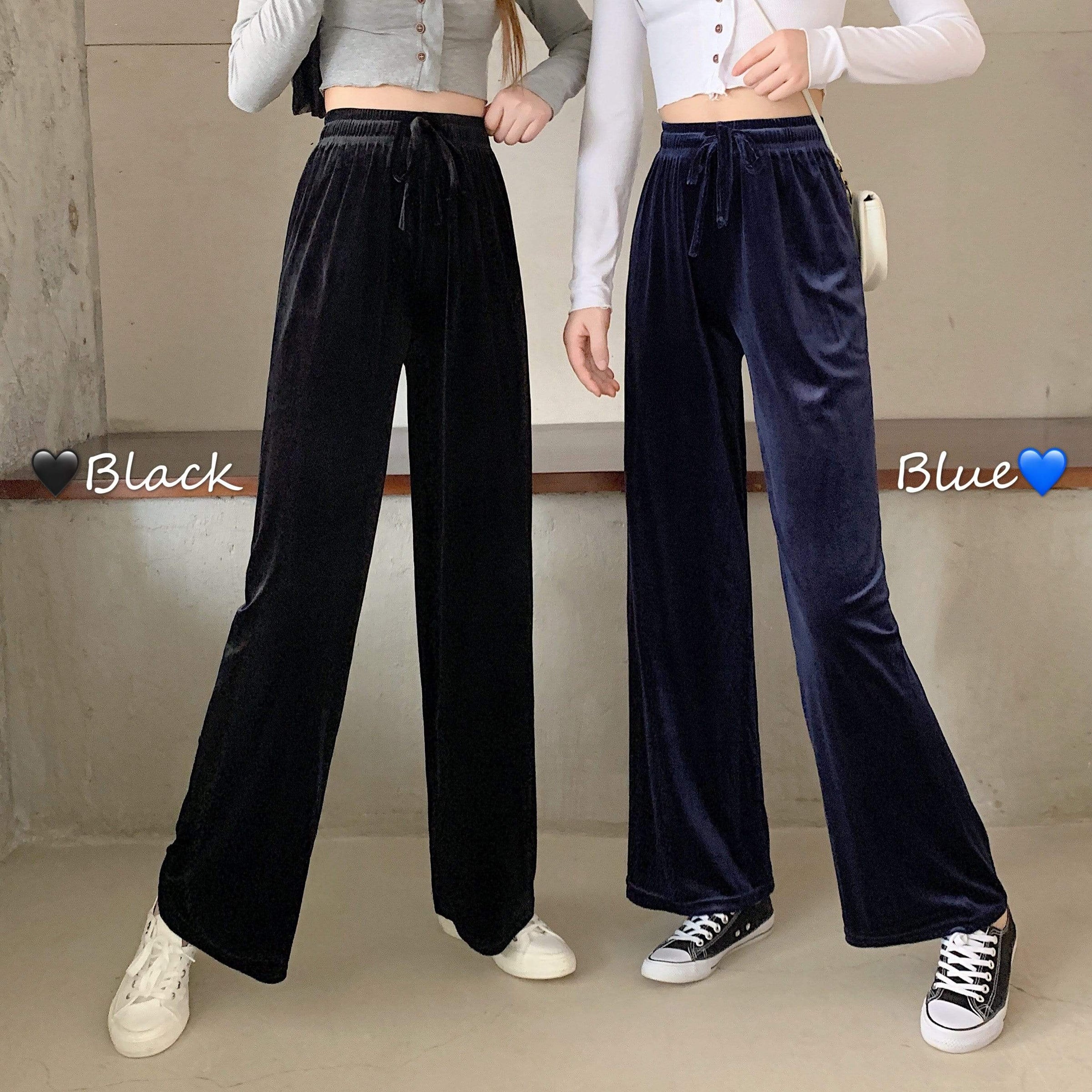 Kawaiifashion Women's Korean Fashion Pure Color Velet Straight Pants