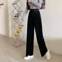Kawaiifashion Women's Korean Fashion Pure Color Velet Straight Pants