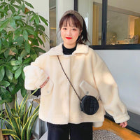 Cappotti larghi simili a lana di colore puro di moda coreana da donna Kawaiifashion
