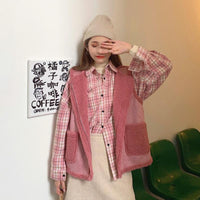 Gilet simili a lana di colore puro di moda coreana da donna Kawaiifashion