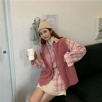 Kawaiifashion Chalecos de lana de color puro de moda coreana para mujer