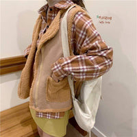 Gilet simili a lana di colore puro di moda coreana da donna Kawaiifashion