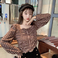 Chemises à carreaux à la mode coréenne pour femmes