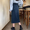 Kawaiifashion Women's Korean Fashion Side Vent Of Denim Skirts