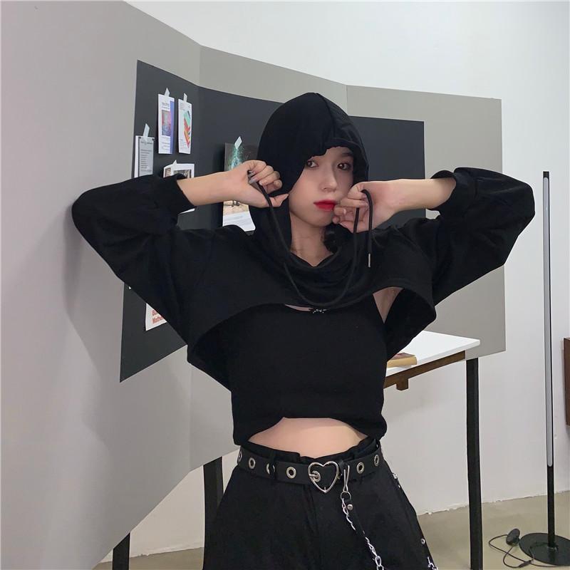 Women's Korean Fashion Slim-cut Hoodies And Crop Top-Kawaiifashion