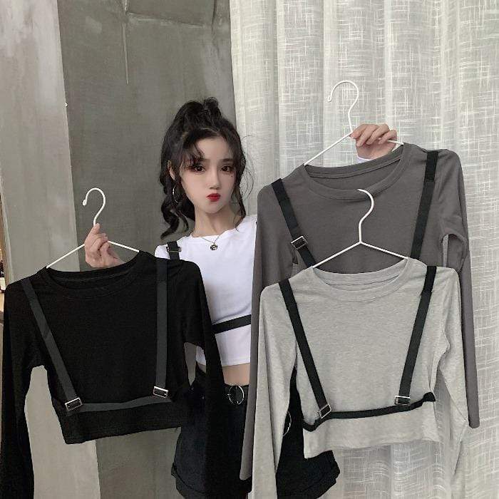 Women's Korean Fashion Slim Fitted Short T-shirts-Kawaiifashion