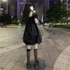 Kawaiifashion Women's Korean Fashion Square Collar Puff Sleeve Mesh Dresses