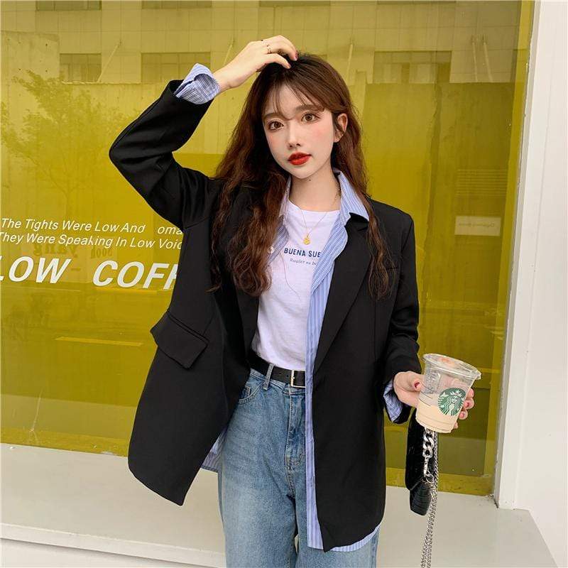 Women's Korean Fashion Suit Coats With Two Pockets