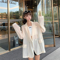 Abrigo fino resistente al sol de moda coreana para mujer-Kawaiifashion