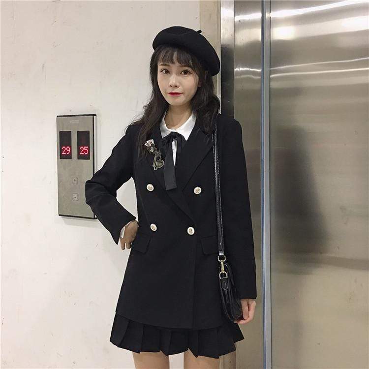 Kawaiifashion Abrigos de doble botonadura a la moda coreana para mujer