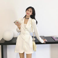 Mode coréenne pour femmes col rabattu couleur pure manteaux coupe slim-Kawaiifashion