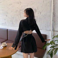 Women's Korean Fashion Turn-down Collar Pure Color Slim-cut Coats-Kawaiifashion