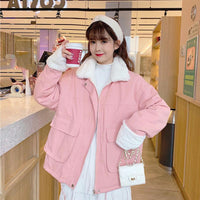 Женское модное шерстяное пальто чистого цвета с лацканами в корейском стиле Kawaiifashion