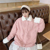 Kawaiifashion Women's Korean Fashion Wool-like Pure Color Lapel Coats