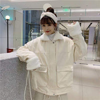 Cappotti con risvolto in puro colore lana di moda coreana da donna Kawaiifashion