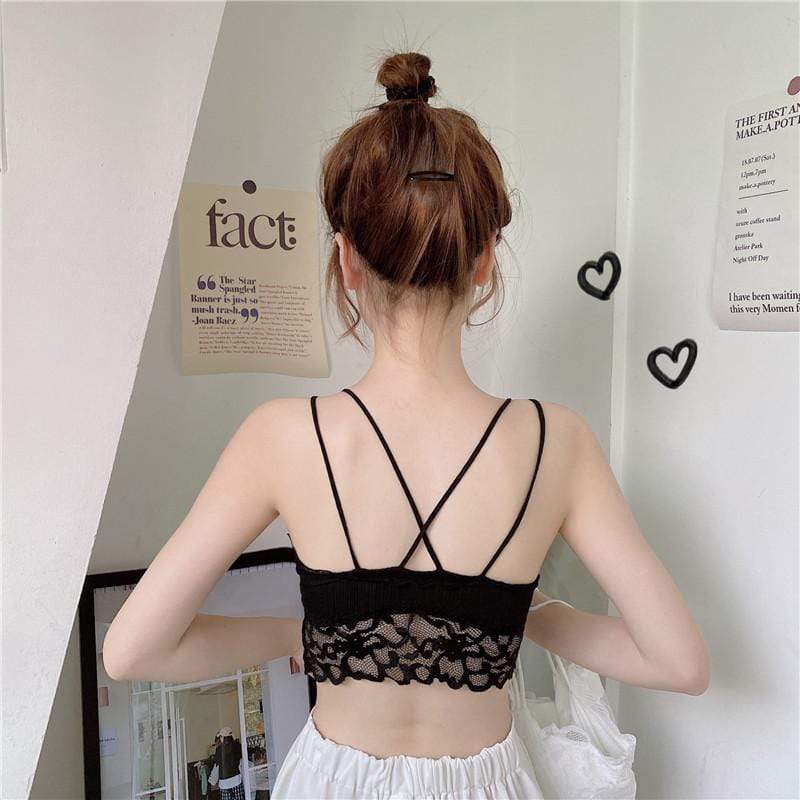 Women's Lace Patterns Slim Fitted Crop Tops-Kawaiifashion