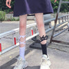 Women's Lolita Cross Lace-up Solid Color Socks-Kawaiifashion