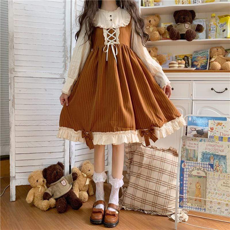 Women's Lolita High-waisted Dresses With Bowknot