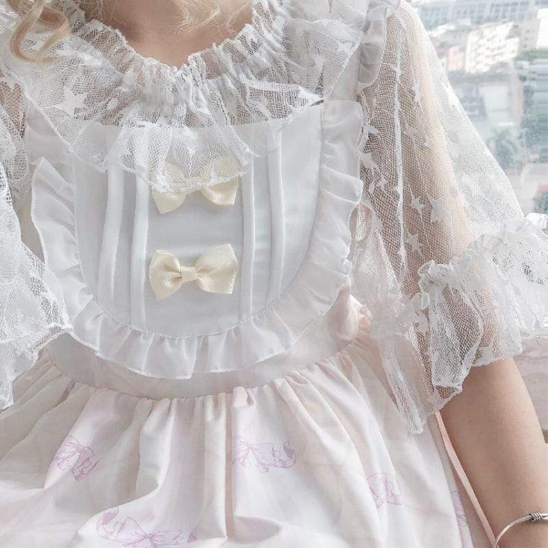 Camicia da donna in pizzo con maniche svasate Lolita - Kawaiifashion
