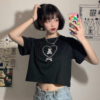 T-shirts brodés Lovely Bear pour femmes-Kawaiifashion