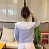 Women's Middle-length Sleeved Plaid Shirt-Kawaiifashion