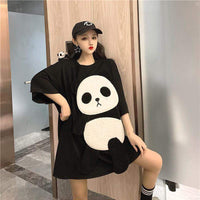 Camiseta de largo medio Panda para mujer-Kawaiifashion