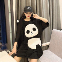 T-shirt da donna di media lunghezza Panda-Kawaiifashion