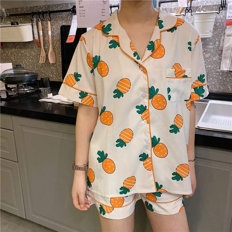 Women's Pineapple Printed Pajamas-Kawaiifashion