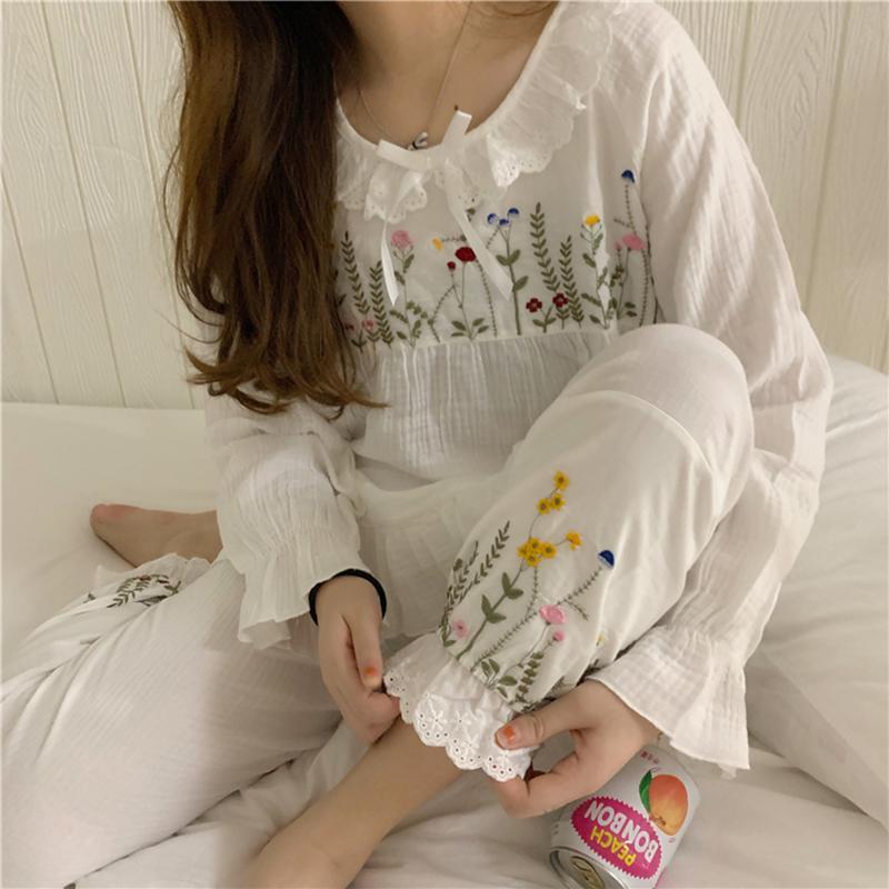 Pijama holgado con mangas abullonadas para mujer-Kawaiifashion