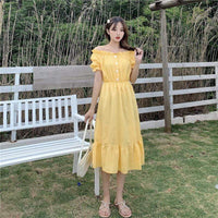 Women's Pure Color High-waist Dress-Kawaiifashion