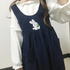 Women's Rabbit Embroidered High-waist Dress-Kawaiifashion