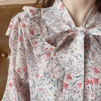 Women's Ruffles Floral Chiffon Shirt-Kawaiifashion