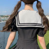 Women's Sailor High-waisted Pleated Dresses-Kawaiifashion