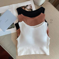 Women's Solid Color Slim Fitted Crop Tops-Kawaiifashion