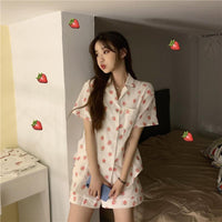 Women's Strawberry Printed Short Sleeved Pajama-Kawaiifashion