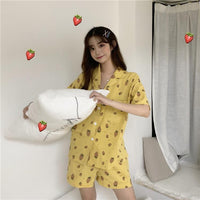 Women's Strawberry Printed Short Sleeved Pajama-Kawaiifashion