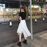 Women's Sweet Asymmetric High-waisted White Skirts-Kawaiifashion