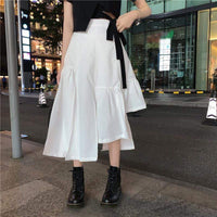 Faldas blancas asimétricas de cintura alta dulces para mujer-Kawaiifashion