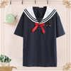 Kawaiifashion Women's Sweet Bowknot Lace-up Sailor Collar Cats Embroidered Shirts
