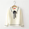 Kawaiifashion Women's Sweet Bowknot Lace-up Sailor Collar  Contrast Color Sweaters
