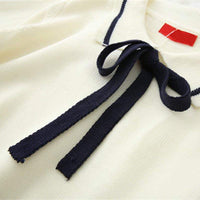 Kawaiifashion Chandails de couleur contrastée à col marin et à lacets Sweet Bowknot pour femmes