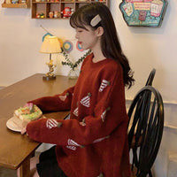 Женские свободные свитера с вышивкой Kawaiifashion Sweet Chrismas