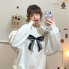 Kawaiifashion Women's Sweet Contrast Color Loose Sweaters With Sequins Bowknot 