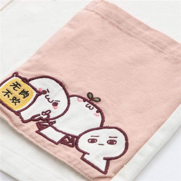 Kawaiifashion Women's Sweet Emoji Printed Pockets Hoodies