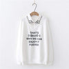 Kawaiifashion Women's Sweet English Embroidered Sweaters Splicing Cats Collar Shirts
