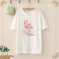 Kawaiifashion T-shirts imprimés Sweet Flamingo pour femmes