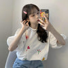 Women's Sweet Flower Embroidered Round Collar Shirts-Kawaiifashion